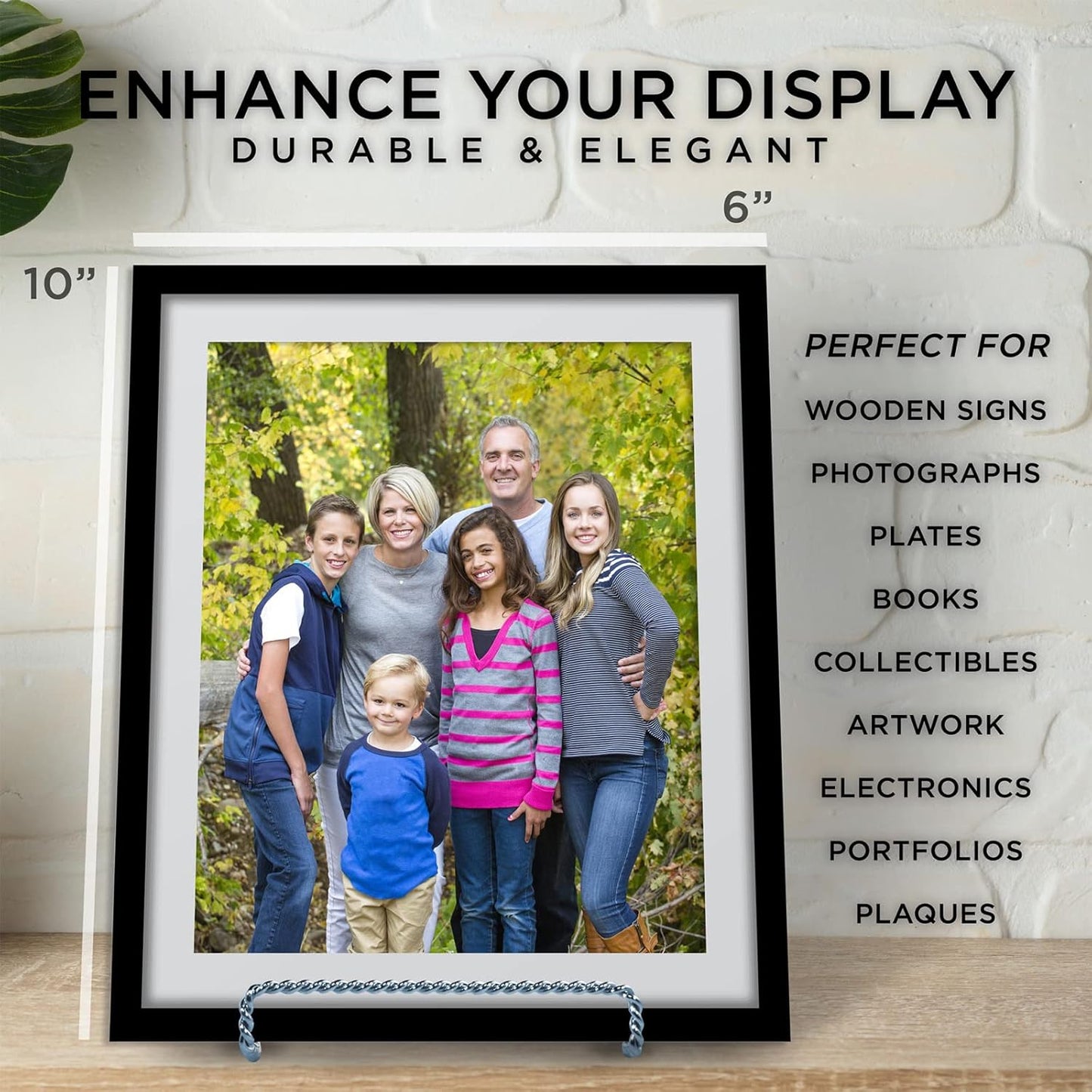 TRIPAR Decorative Twisted Wire Stand, Chrome Display (6 Inch Depth) Tabletop Easel Sleek & Modern Look - Perfect for Books, Plates, Photos & More