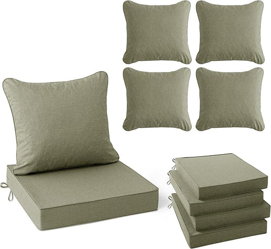 Summsun Water Resistant Outdoor Chair Cushions, Faux Linen Backrest and Seat by SUMMSUN
