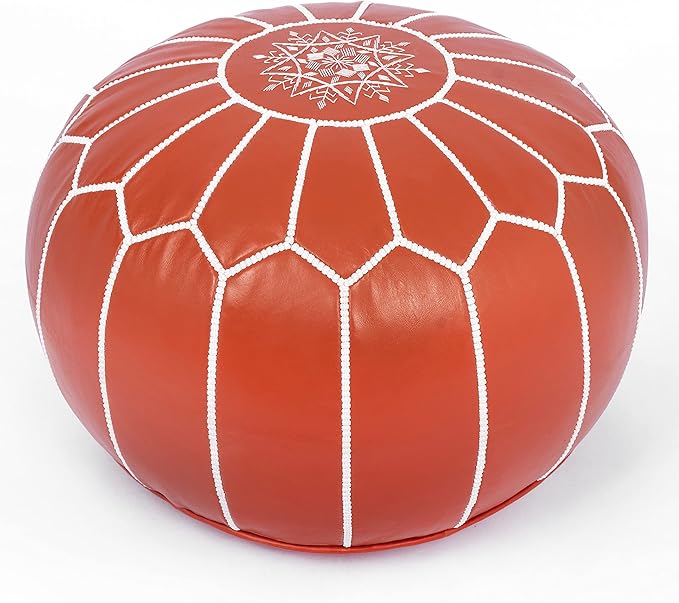 Marrakesh Gallery Genuine Leather Round Pouf Unstuffed by MarrakeshGallery