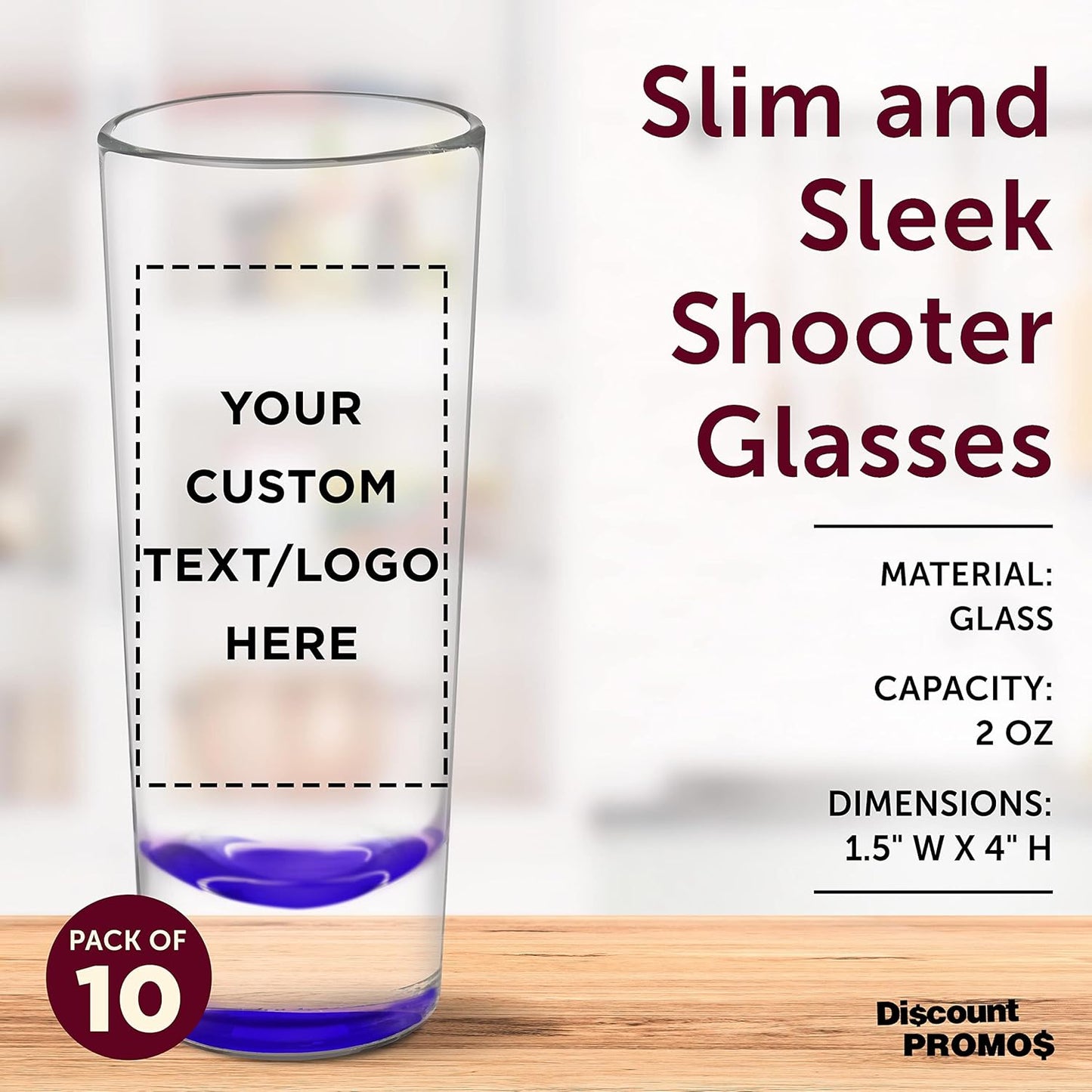 Custom Cordial Shooter Shot Glasses 2 oz. Set of 10, Personalized Bulk Pack - Great for Birthdays, Parties, Indoor & Outdoor Events - Purple