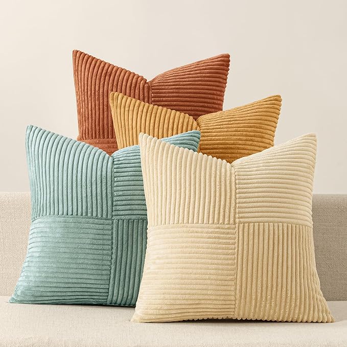 MIULEE Boho Farmhouse Decorative Throw Pillow Covers 18x18 Inch 4 Packs Soft by MIULEE