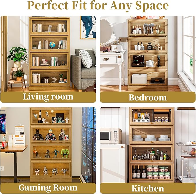 Display Cabinet with Acrylic Glass Doors, 4-Tiers Curio Cabinet with LED - Image 8