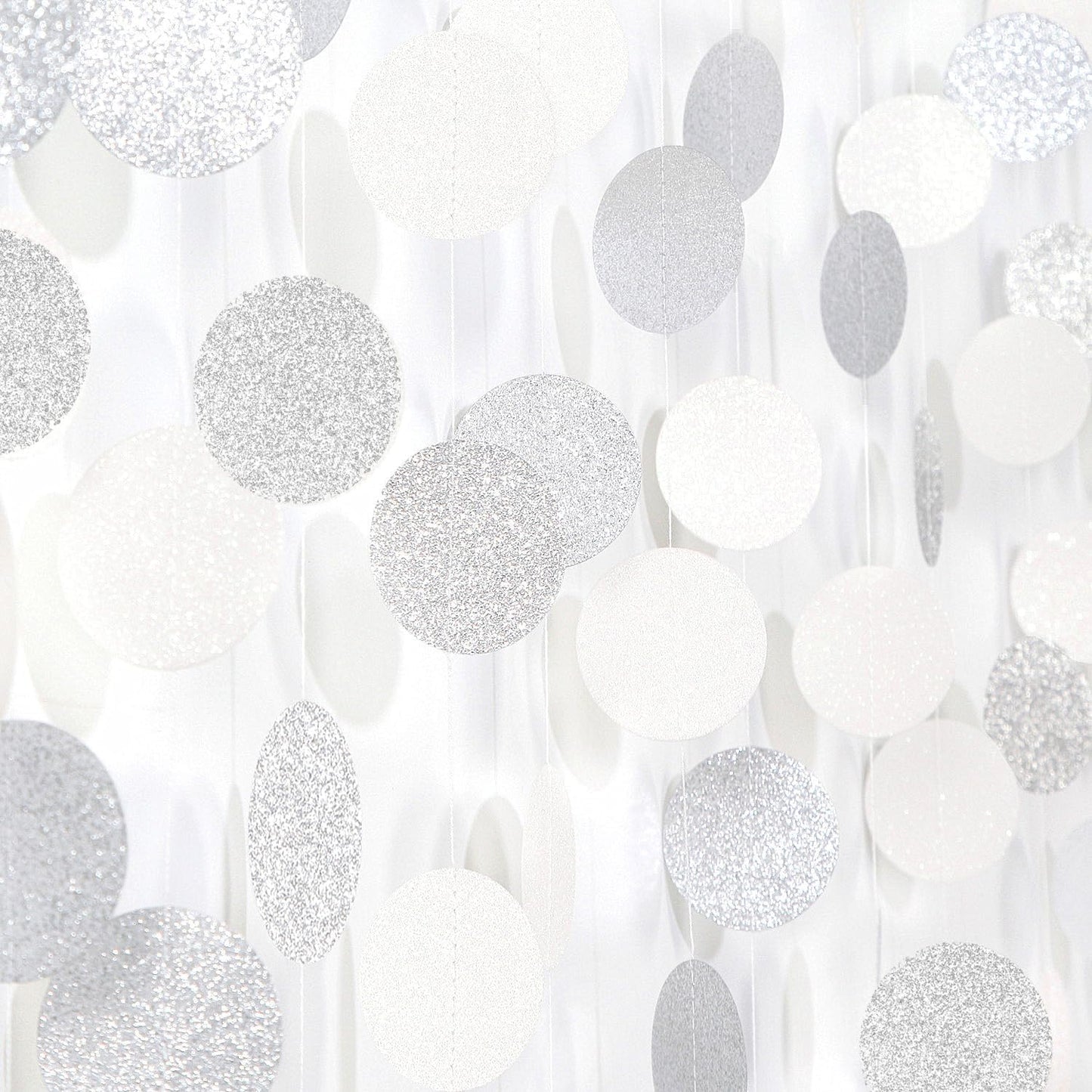 Glitter Silver White Party-Decorations Streamers - 52Ft Birthday Hanging Paper Garland Banner,Engagement Wedding Bachelorette Baby Bridal Shower Christmas Supplies Backdrop Graduation Decor Hugtmr