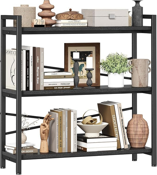 Book Shelf, 3 Tier Bookshelf 31.49" Width, Book Shelf Storage and Organization by Homeiju