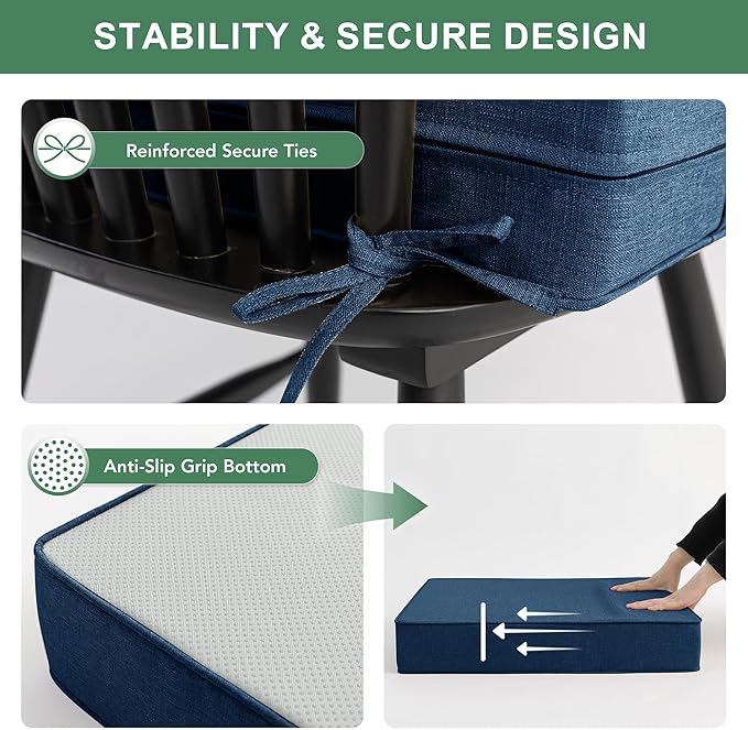 Summsun Outdoor Chair Cushions, Faux Linen Backrest and Seat Cushion Set - Image 4