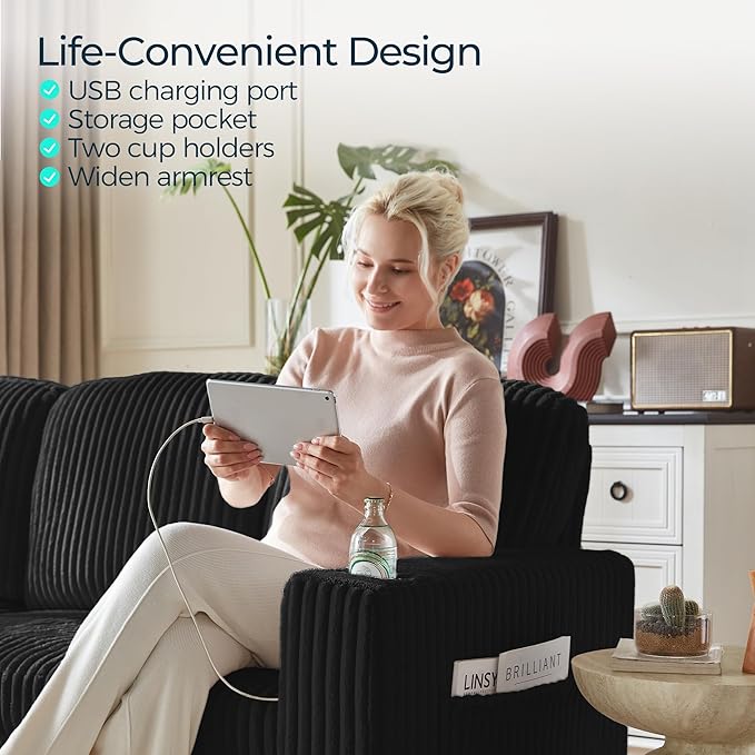 LINSY HOME Loveseat Sofa with Storage - Image 7