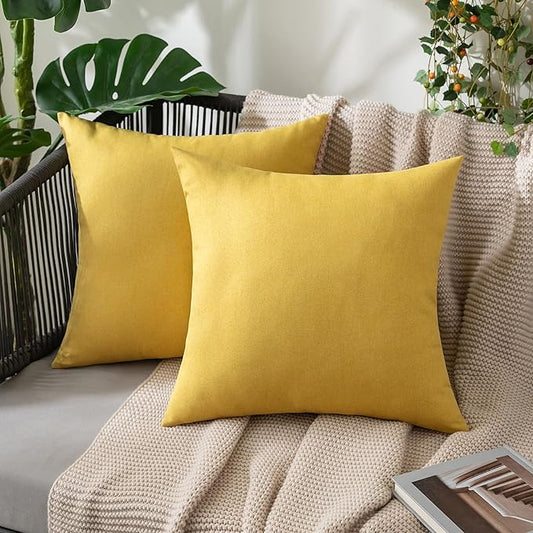 MIULEE Pack of 2 Decorative Outdoor Solid Waterproof Throw Pillow Covers Faux by MIULEE