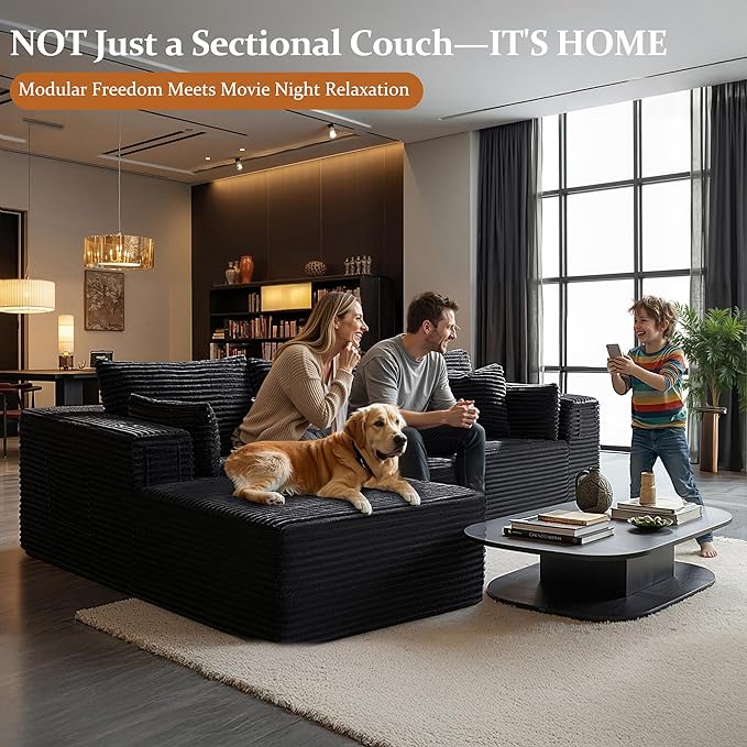 108" Oversized Cloud Sectional Couch, Comfort L Shaped Boneless Couch - Image 4