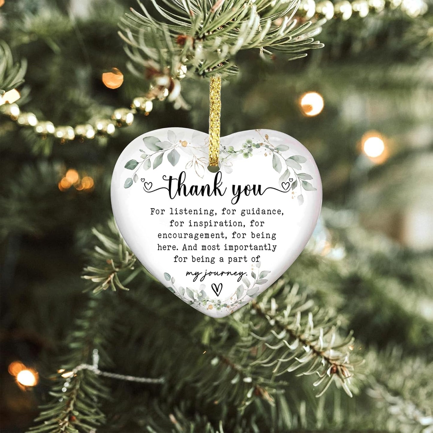 GOSSBY Heart-Shaped Thank You Ornament - Thank You Gift for Women - Christmas, Appreciation Gift for Teacher, Coworker, Employee, Boss, Friend - Christmas Tree Ornament Decor Idea 2025