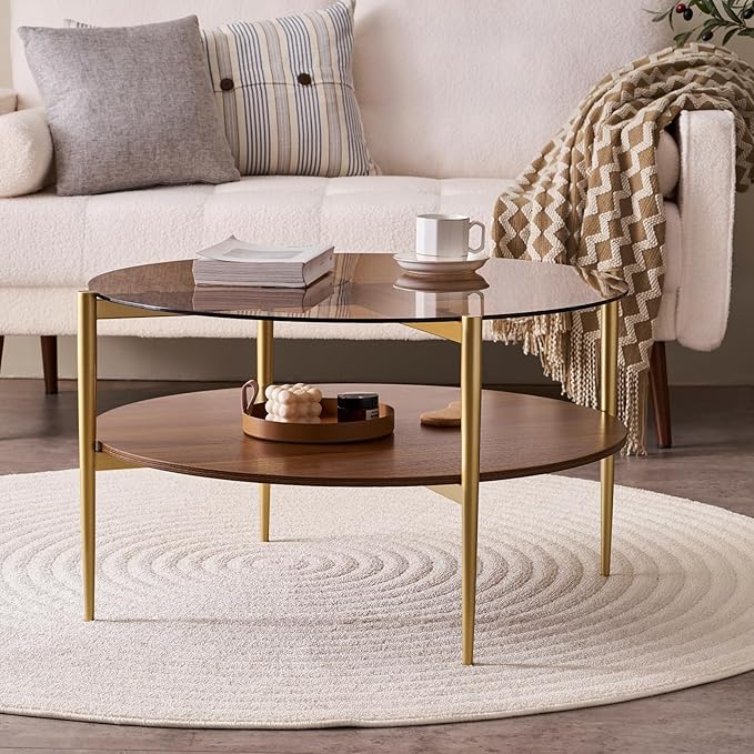 LumFurn Round Coffee Table, Mid-Century Modern Design, D30 x H17, - Image 3