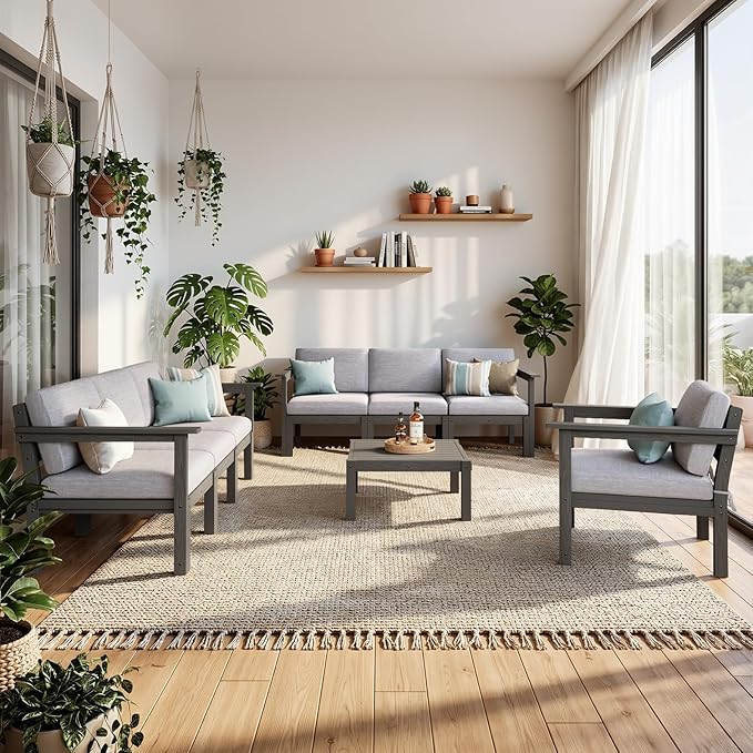 Stoog Modular L-Shaped Sectional Sofa Set, 8-Piece All-Weather Patio Furniture - Image 9