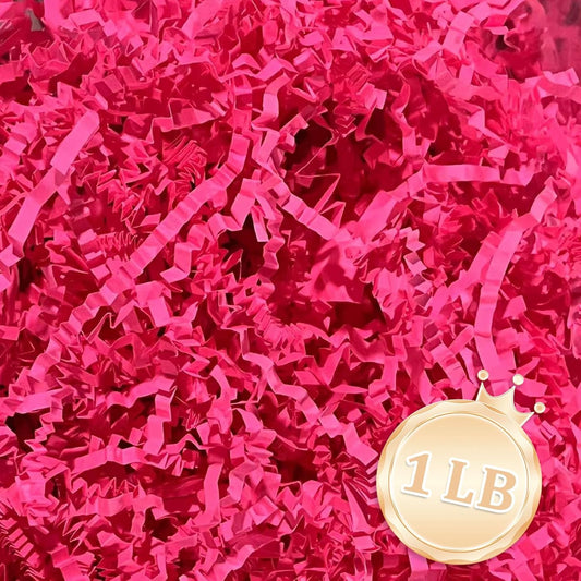 Zankubom 1 LB Hot Pink Crinkle Cut Paper Shred Filler Great for Gift Wrapping, Basket Fillers, Birthday, Gift Wrapping, Anniversary, Halloween Thanksgiving Christmas Party Decor Filling Supplies