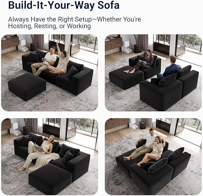 Avenco 106” 3-Seater Modular Sofa Couch, Individually Wrapped Coil Support & - Image 3