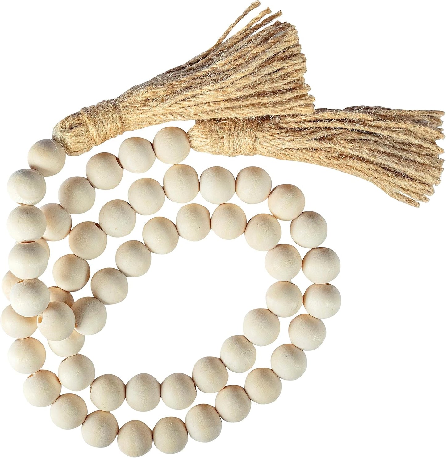 Decorative Wood Bead Garland Home Decor, Farmhouse Garland Beads with Tassel, Wooden Tier Tray Rustic Prayer Boho, Wooden Farmhouse Decor Boho Tassel
