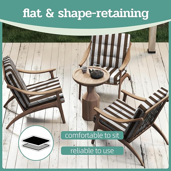 Outdoor Chair Cushions Set of 2, High Back Soft Seat Pad, Indoor Outside Use - Image 7