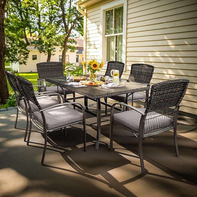 Pamapic 7-Piece Outdoor Dining Set, All-Weather Garden/Deck/Backyard Furniture - Image 2