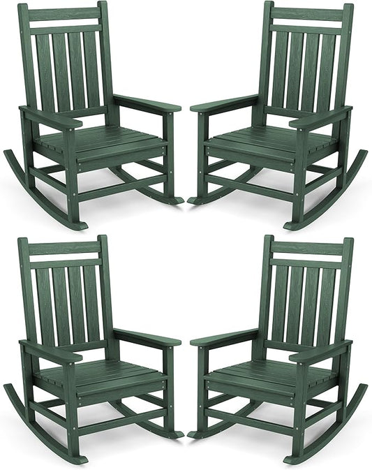 SERWALL Oversized Outdoor Rocking Chair Set of 4, HDPE Rocker by SERWALL