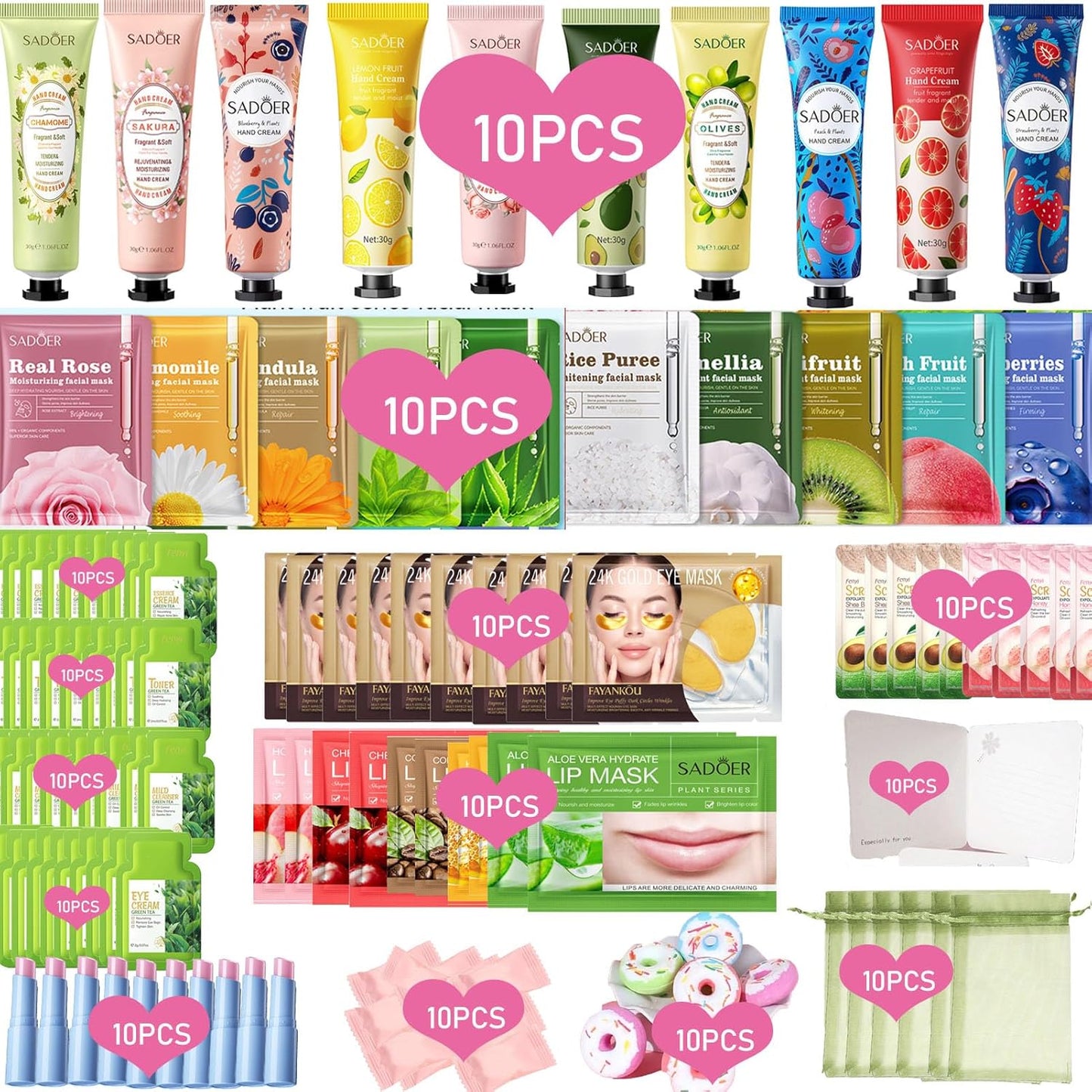 140 Pcs Spa Party Supplies Slumber Party Organza Bags Spa Party Favors Spa Sleepover Kit Birthday For Most Skin Type At Home Spa Kit