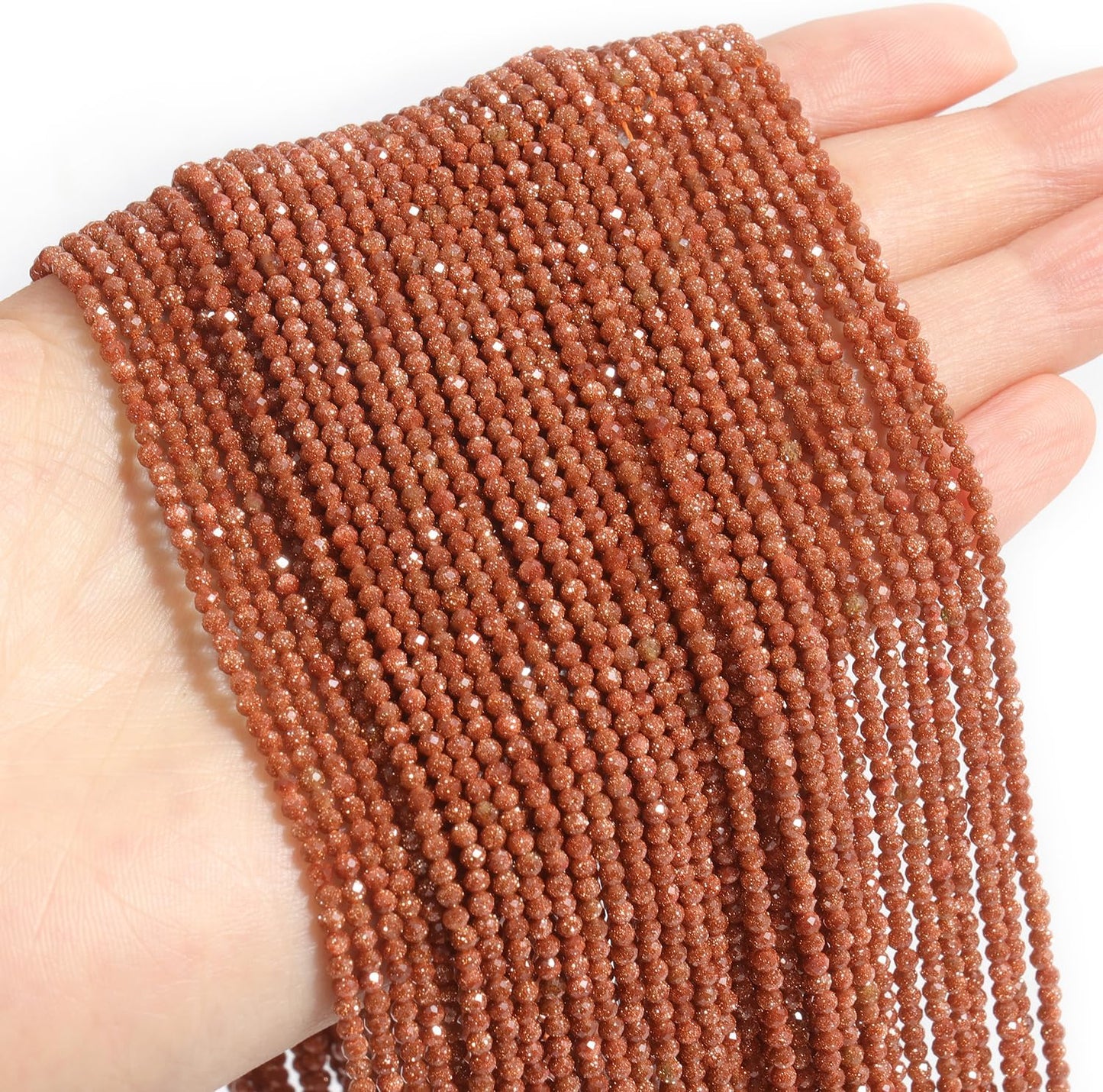 Song Xi 120pcs 3mm Natural Golden Sandstone Gemstone Beads Faceted Round Loose Stone Beads for Jewelry Making