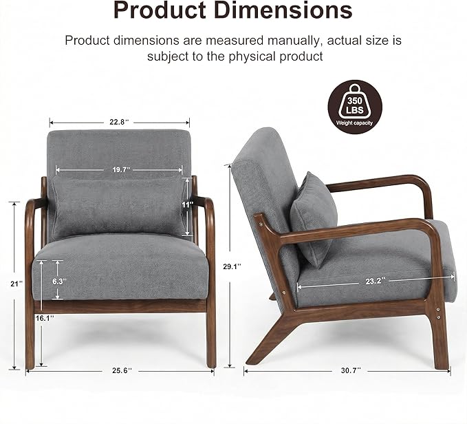 Mid Century Accent Chair, Comfy Arm Chair - Image 2