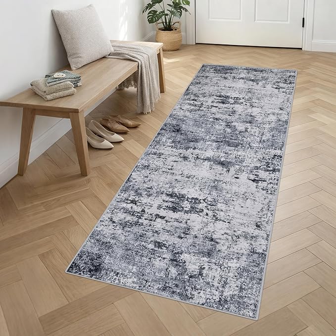 Washable Area Rug 3x10 Entryway Rug: Washable Modern Abstract Soft Thin Rug - Image 3