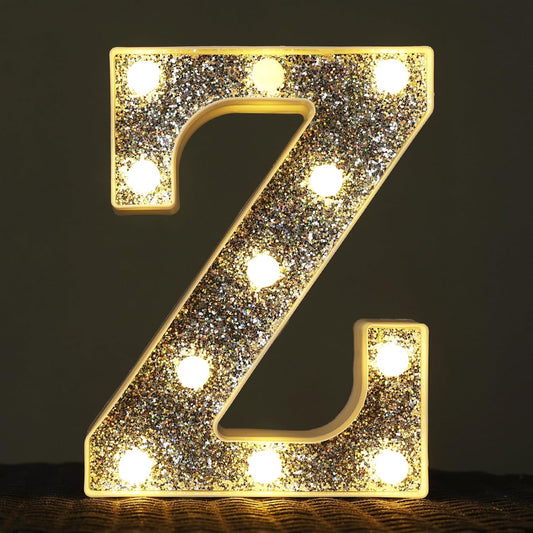 Light Up Letters, Marquee Light for Table Decorations, Glitter Signs for Prom, Events, or Engagement Party Decor, Featuring Alphabet & Number Lighted Letters, Z