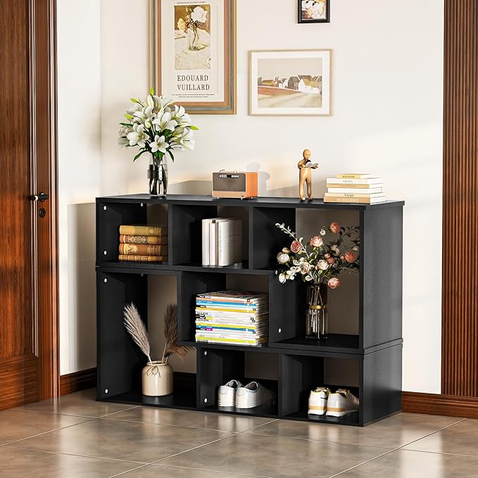 Recaceik Cube Bookshelf 2 Shelf Bookcase L-Shaped TV Console Stand Modern - Image 3