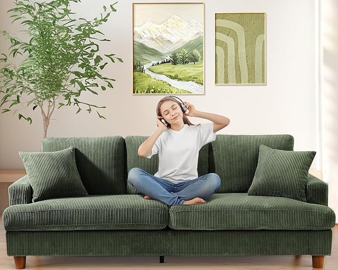 87in Corduroy Couch, Kidirect Sofa No Tool Assembly, Comfy Couches by Kidirect