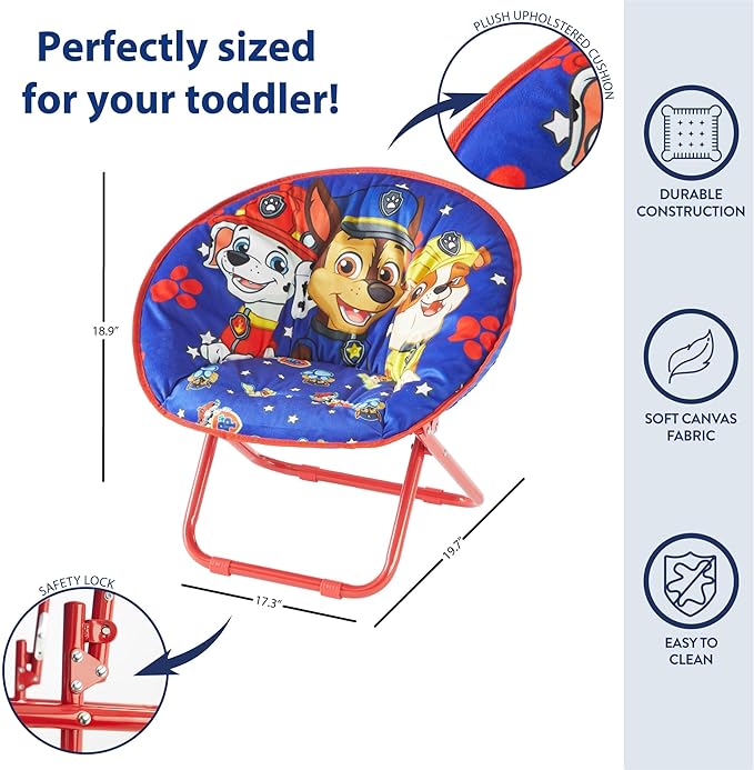 Paw Patrol Chase, Rubble and Marshall Toddler 19” Folding Saucer™ Chair - Image 3