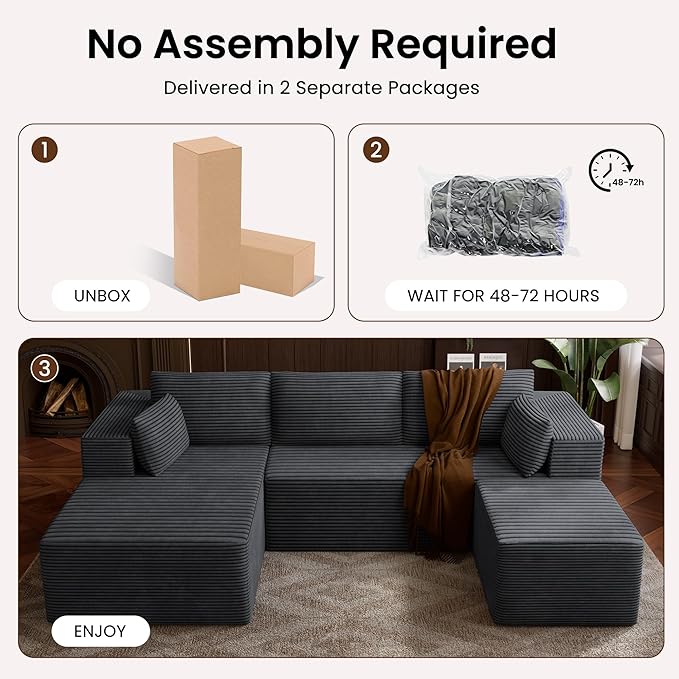 106" Cloud Sectional Boneless Couches - Image 9