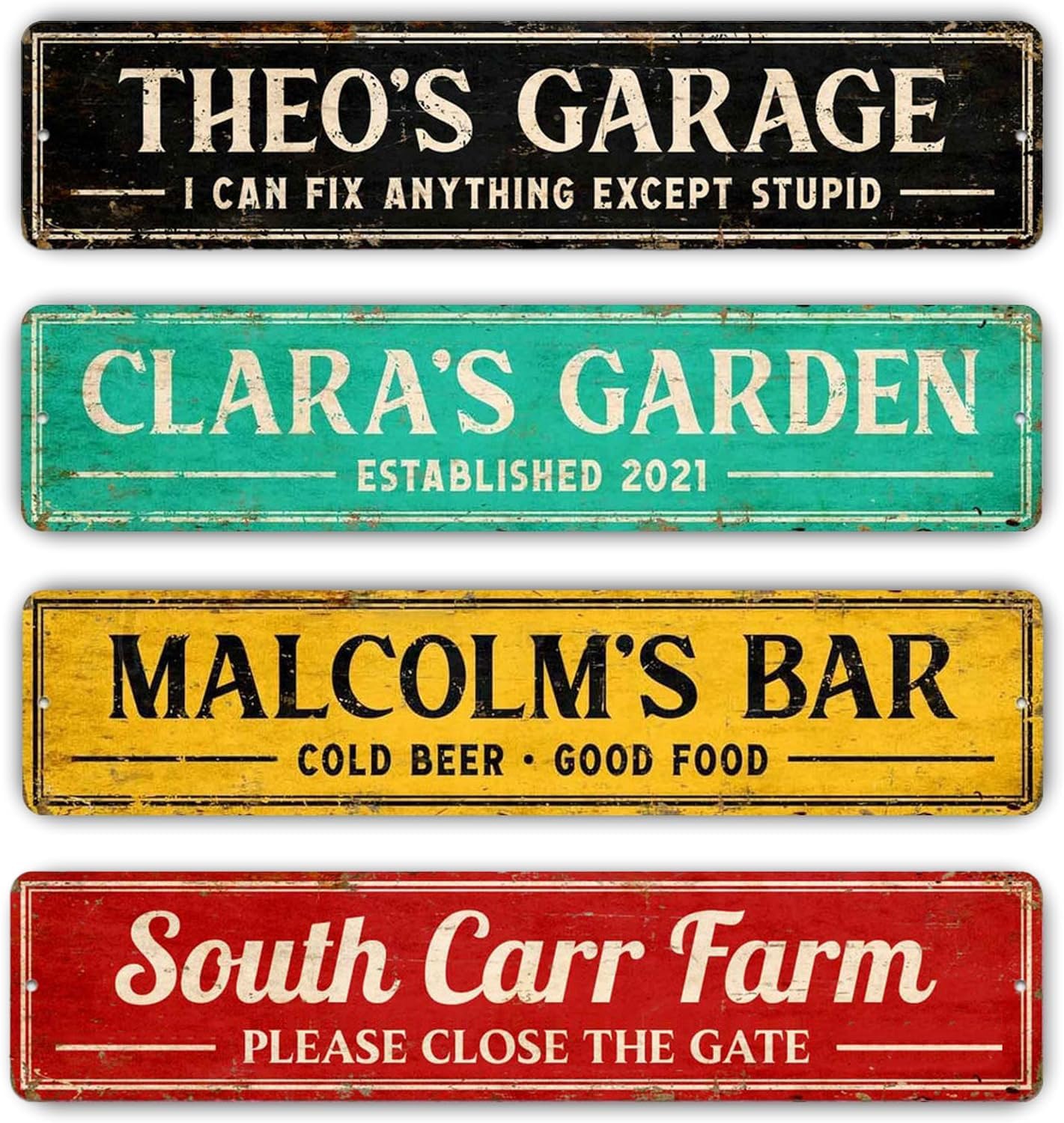 Custom Signs Outdoor Metal, Personalized Street Sign for Home Bar Wall Decor, 6x24 Inches, Fade Resistant Aluminum-UV Protected and Weatherproof