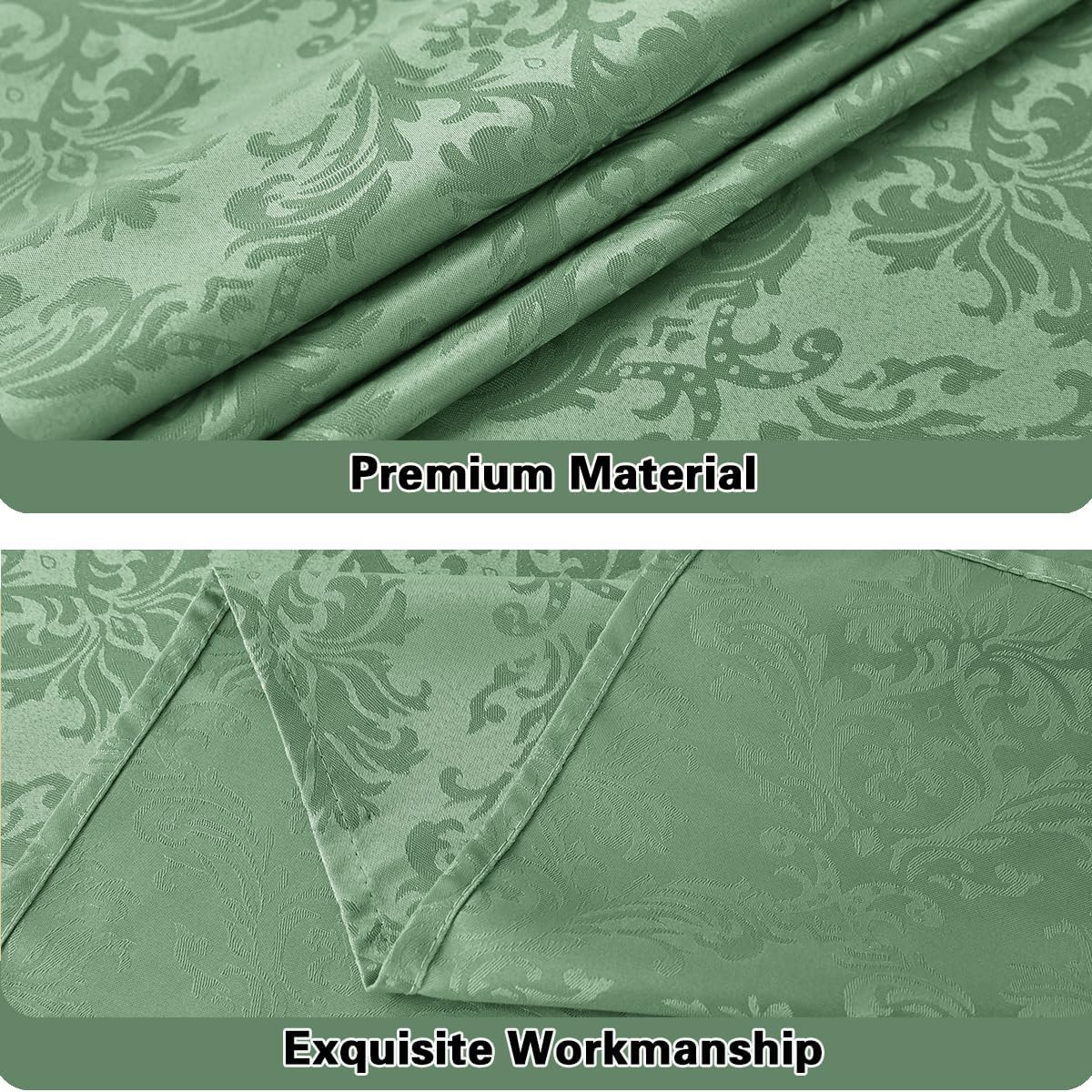 Floral Jacquard Rectangle Tablecloth 60 x 84 Inch Spill Proof Wrinkle Resistant Damask Table Cloth, Soft Polyester Table Cover for Dining, Party, Picnic, Indoor, Outdoor, Sage Green