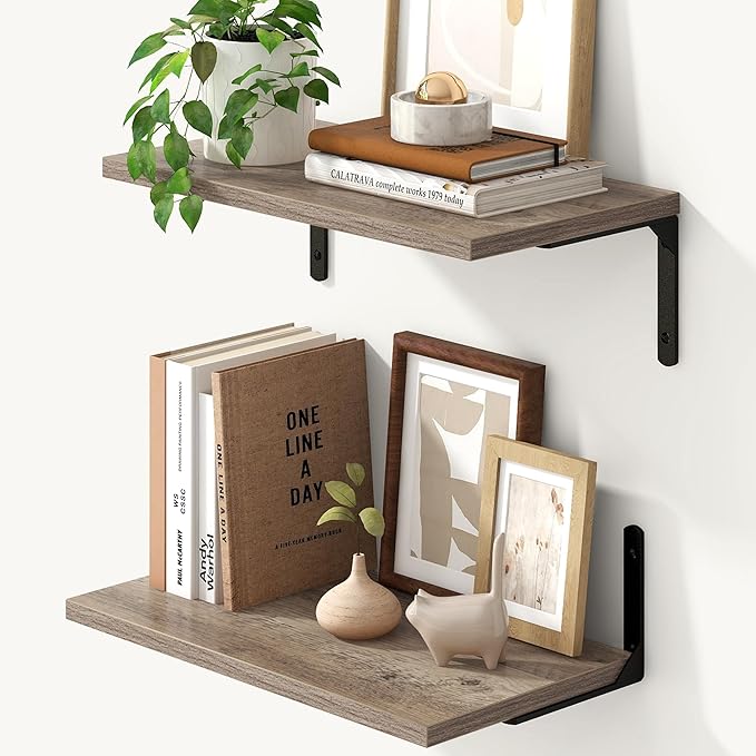 Fun Memories Deep Floating Shelves, 16W x 8D Floating Shelves Set of 2 by FunMemories