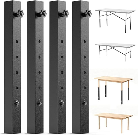 4-Pack Adjustable Folding Table Legs Extension, Heavy-Duty Steel Square by YUEYIN