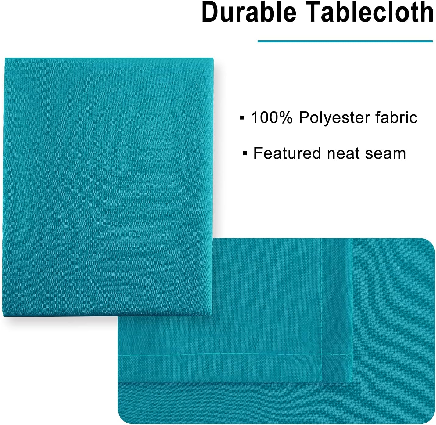 Hiasan Rectangle Tablecloth - Water Resistant and Spillproof Kitchen Washable Polyester Fabric Table Cloth for 6 Foot Tables, 70 x 90 Inch, Turquoise
