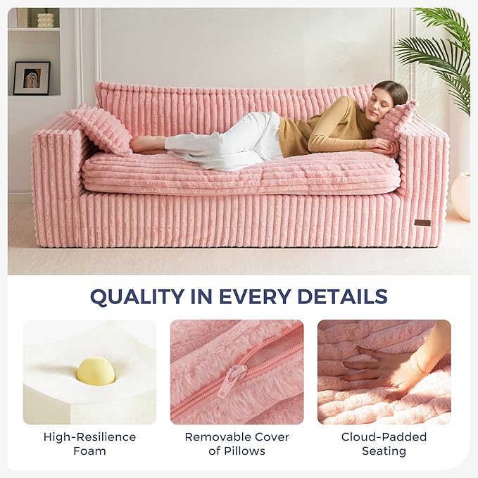 MAXYOYO 76" Bean Bag Sofa Couch, Loveseat Boneless Couch in a Box, Upholstered - Image 5