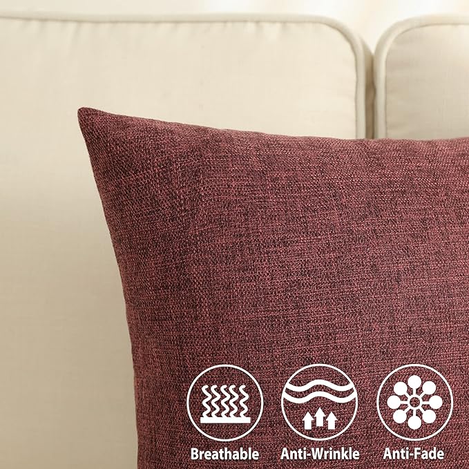 Stellhome Burlap Large Throw Pillow Covers Textured Farmhouse Linen Pillowcase - Image 2