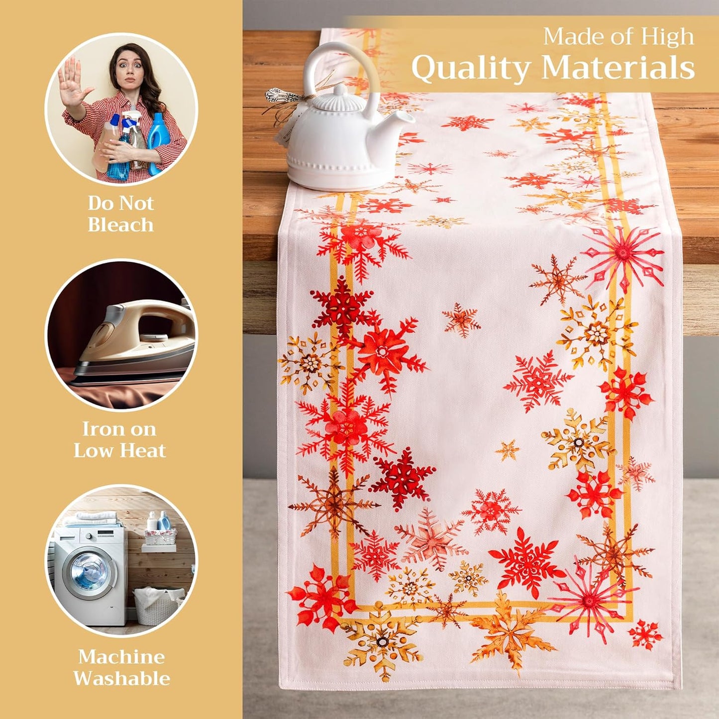 Maison d' Hermine Table Runner 100% Cotton Double Layer Table Runners 108 inches Long Decorative for Home Kitchen Dining Party Baby Shower Wedding Bridal Shower (Crystal Star, 14.50" x 108")