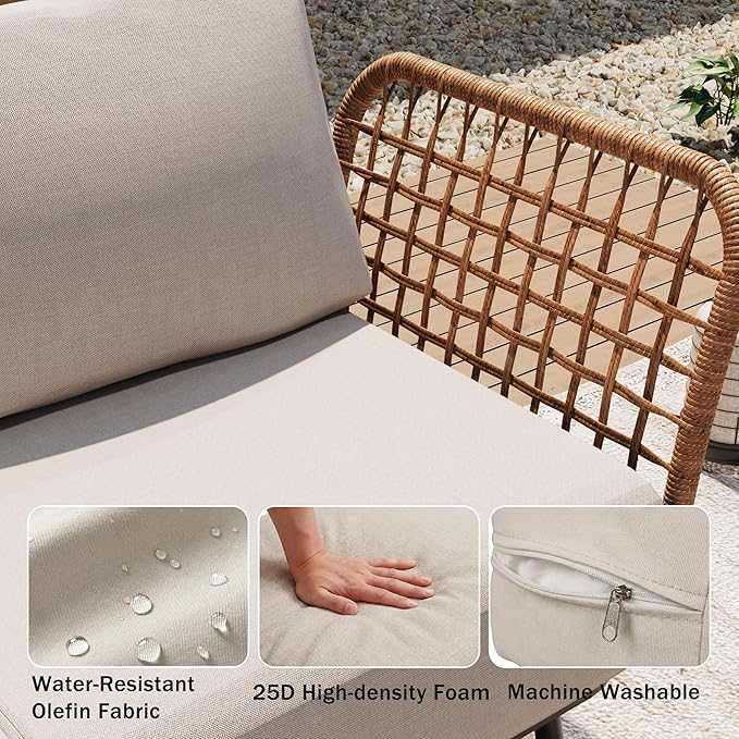 9-Piece Patio Conversation Sets, Rattan Outdoor 7-Seat Sectional Sofa, Wicker - Image 6