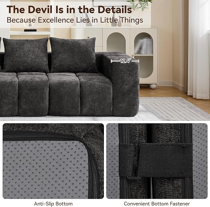 160" Oversized 6 Seater Boneless Couch, Comfy Cloud Modular Sectional Sofa - Image 3