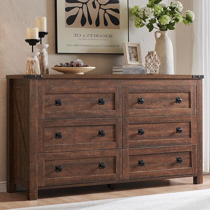 T4TREAM Farmhouse 6 Drawers Dresser by T4TREAMFurniture