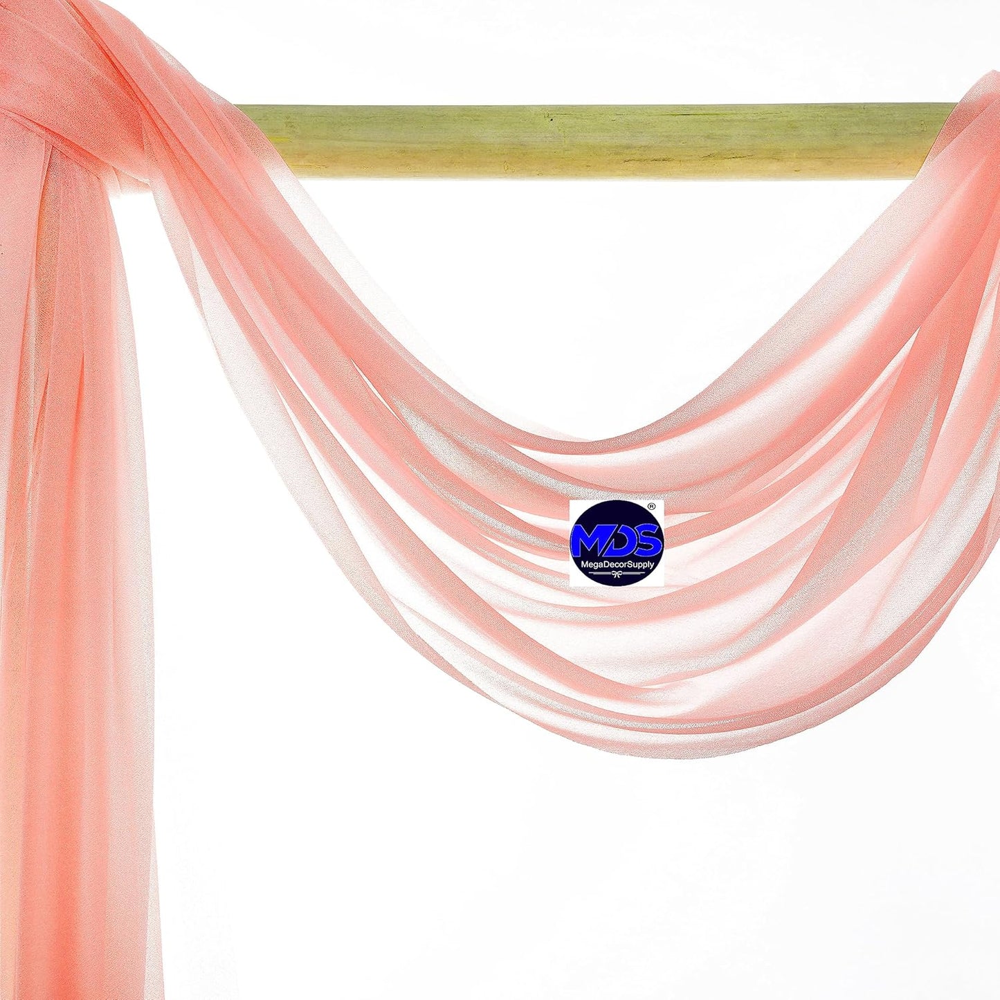 MDS Halloween Chiffon Draping Fabric - 2 Panel, 30" Wide x 100ft Long - Sheer Spooky Arbor & Canopy Drapery for Haunted House Backdrops, Party Ceilings, DIY Costumes & Themed Events - Peach