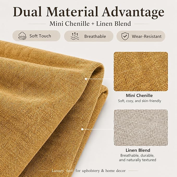 Mini Chenille Linen Blend Upholstery Fabric by the Yard, 57 Inch Wide Soft - Image 2
