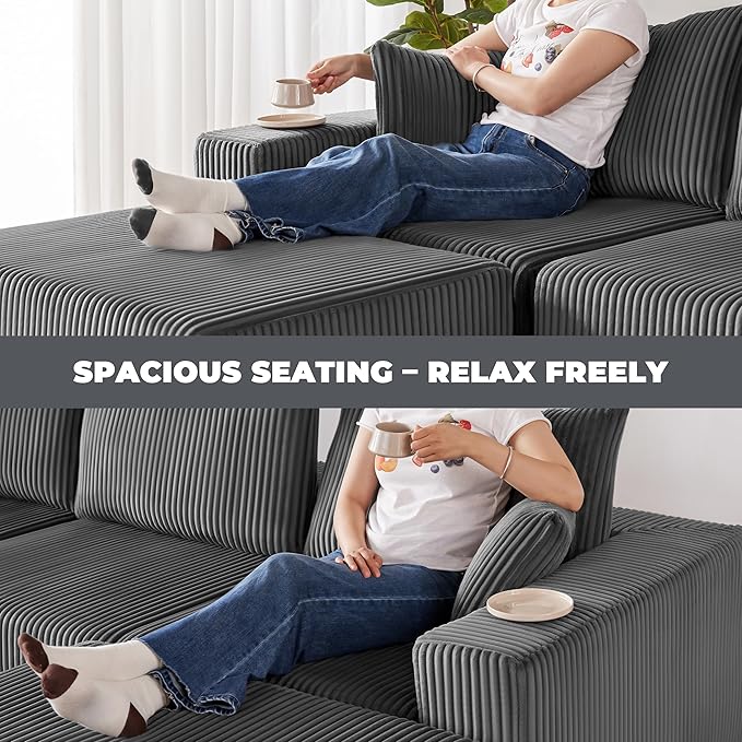 Weture 107" Modular Sectional Sofa, L-Shaped Boneless Couch - Image 5