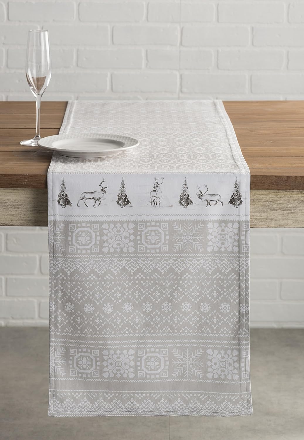Maison d' Hermine Table Runner 100% Cotton Single Layer Table Runners 90 inches Long Decorative for Home Kitchen Dining Party Baby Shower Wedding Bridal Shower (Cozy Christmas, 14.50" x 90")