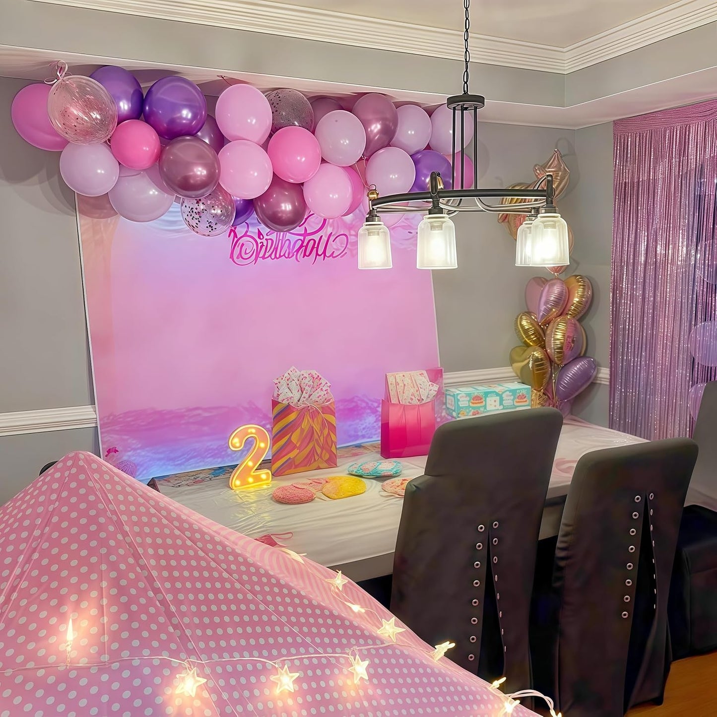 Pink and Purple Balloon, 60Pcs 12 Inch Pastel Macaron Hot Pink Light Pastel Purple Latex Balloon with Metallic Balloons Confetti Balloons for Women Birthday Bridal Baby Shower Wedding Party Decoration