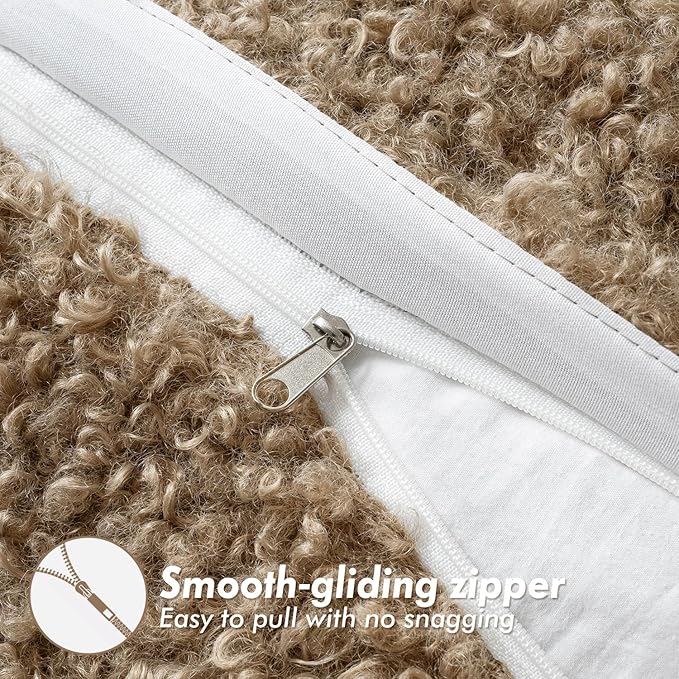 Faux Fur Throw Pillow Covers 20x12 Inch Set of 2 Boucle Neutral Decorative - Image 6