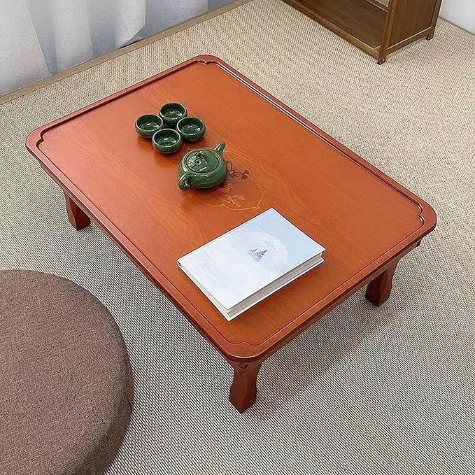 Rectangle Folding Low Coffee Table, Japanese Style Solid Wood Floor Table - Image 6