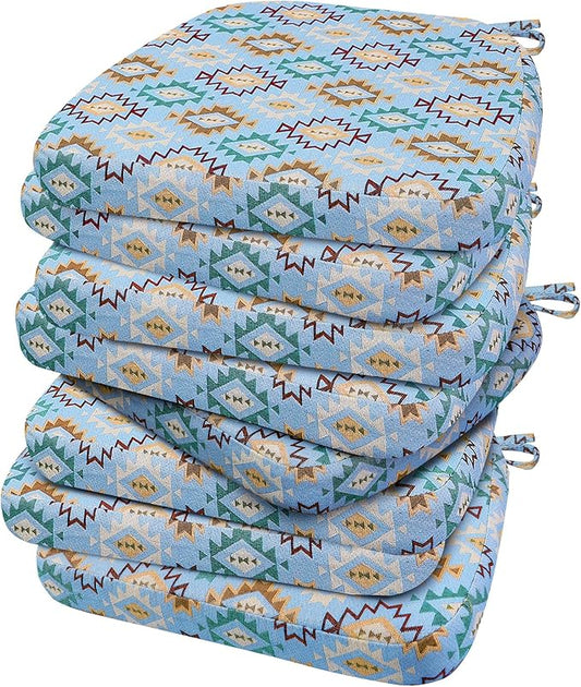 AAAAAcessories D-Shaped Chair Cushions, Machine-Washable Cover, Geometric Blue by AAAAAcessories