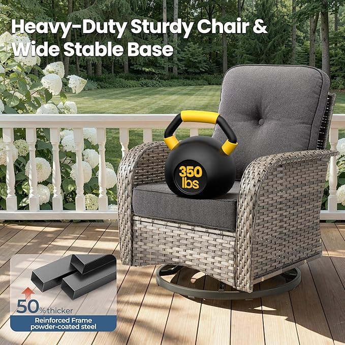 Weaxty Outdoor Swivel Rocker Patio Chairs, 3 Pieces Patio Furniture Set - Image 6
